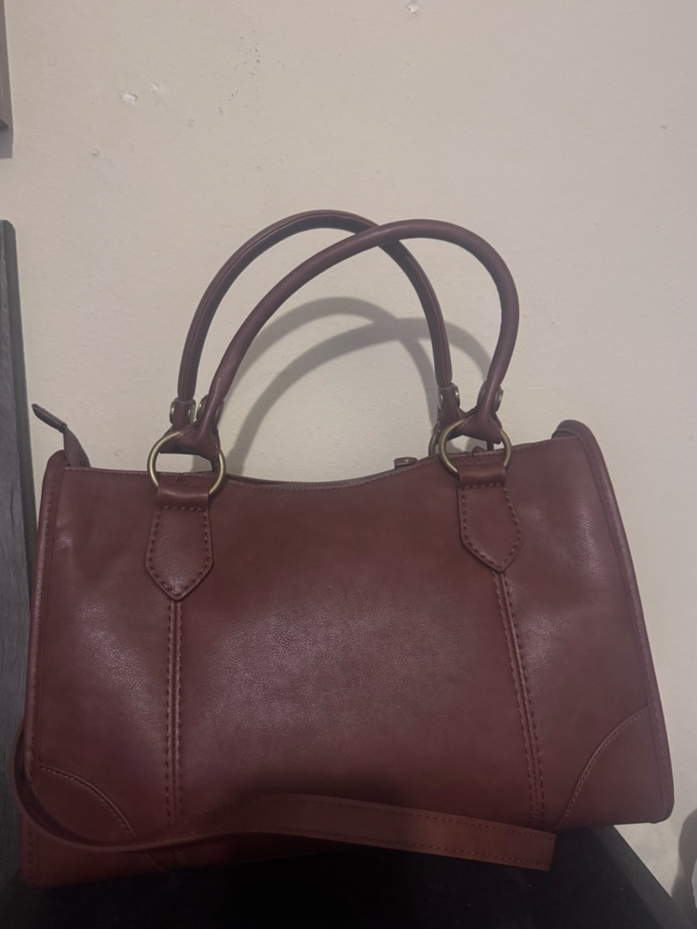 Frye Cognac Leather Satchel with Gold Hardware - Picture 2 of 4
